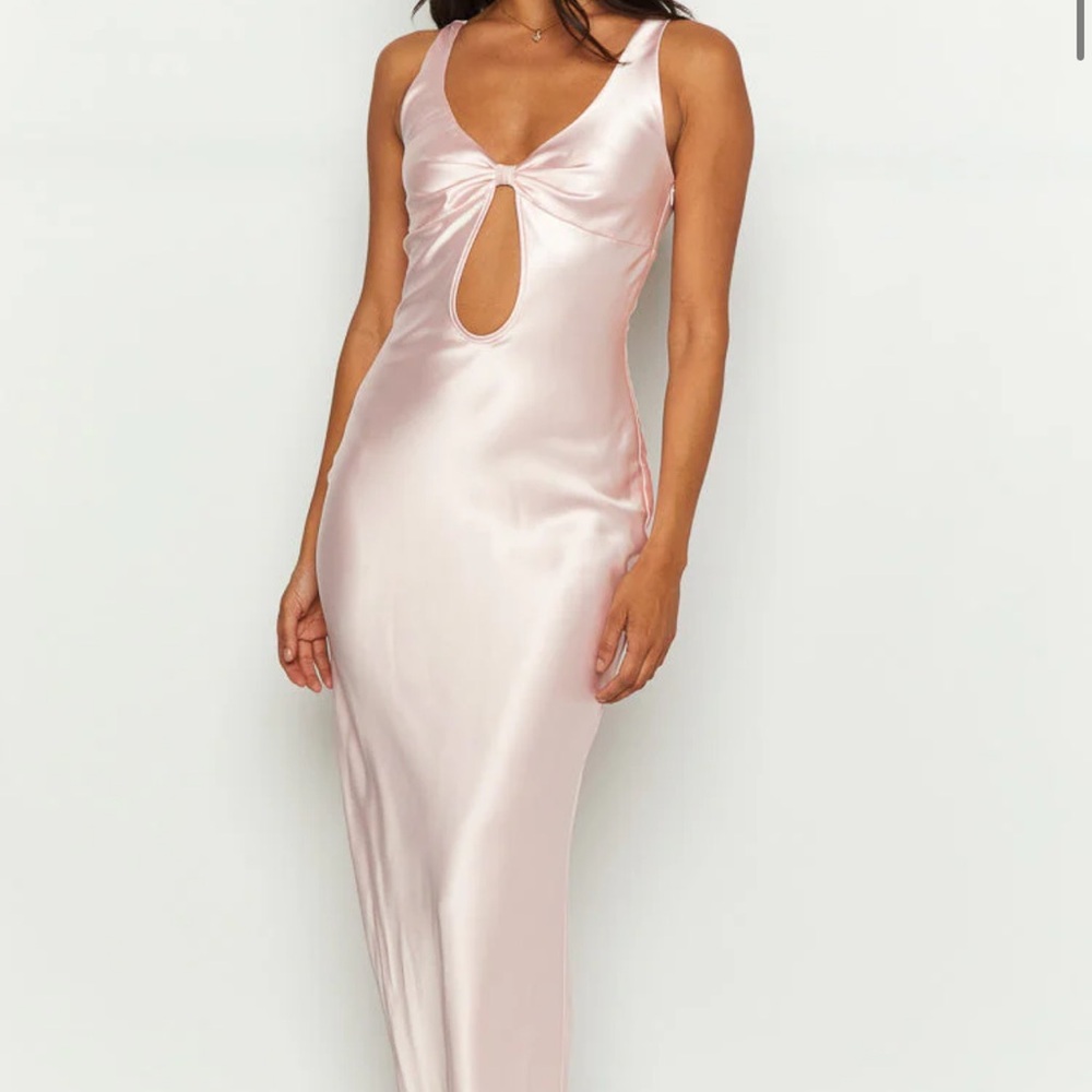Pink Satin Maxi Dress. Size US6. Brand New.